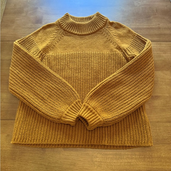 Madewell NWOT Balloon-Sleeve Mockneck Sweater Size Small Color Acorn - Picture 6 of 11